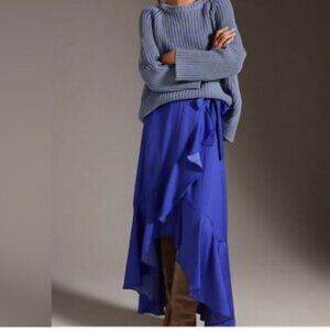 Maeve Cobalt Blue Asymmetrical Ruffle Maxi Skirt